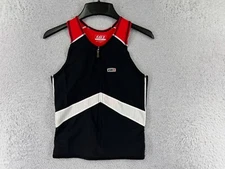 Louis Garneau Cycling Jersey Youth Large Blue Red Tank 1/2 Zip READ