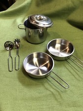 Lot 6 Metal Doll Childs Play Kitchen Set Cooking Pot Utensils Pre-school