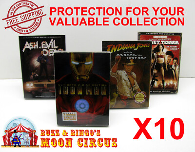 10x DVD WITH SLIPCOVER (SIZE DV3) -CLEAR PLASTIC PROTECTIVE BOX PROTECTOR SLEEVE