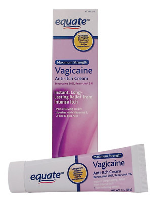 1 Tube of Maximum Strength Vagicaine Anti-Itch Cream, 1 oz. Compare to Vagisil