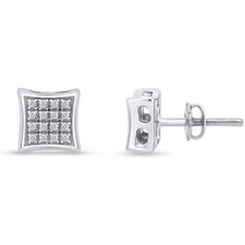 1/10 Ct Lab Grown Diamond Kite Shape Stud Earrings 14K White Gold Plated Silver