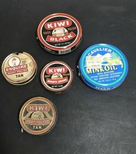 Vintage Shoe Polish Tins - Kiwi, Esquire Cavalier - Lot of 5 Tins - in GC