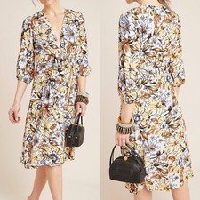 Faithfull The Brand By Anthropologie Chloe Midi Womens Size 6 White Floral Dress