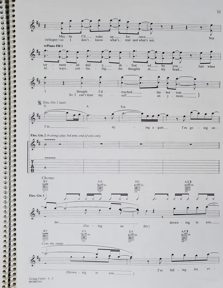 Evanescence Fallen Guitar Tab Piano Sheet Music Book g3 - Image 4 of 4