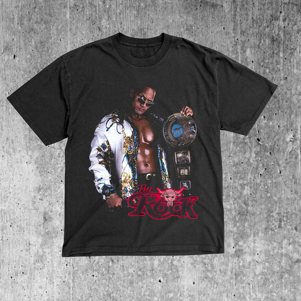 The Rock T-Shirt Dwayne Johnson WWE Wrestling Graphic Tee S-5XL