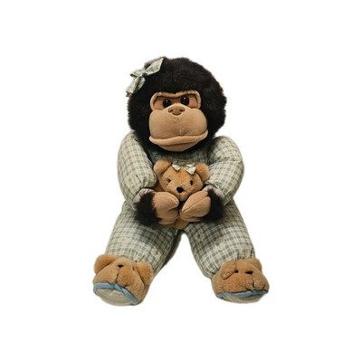Plush Creations Monkey Ape  Chimp 20  1993 Pajamas & Slippers Holding Teddy Bear