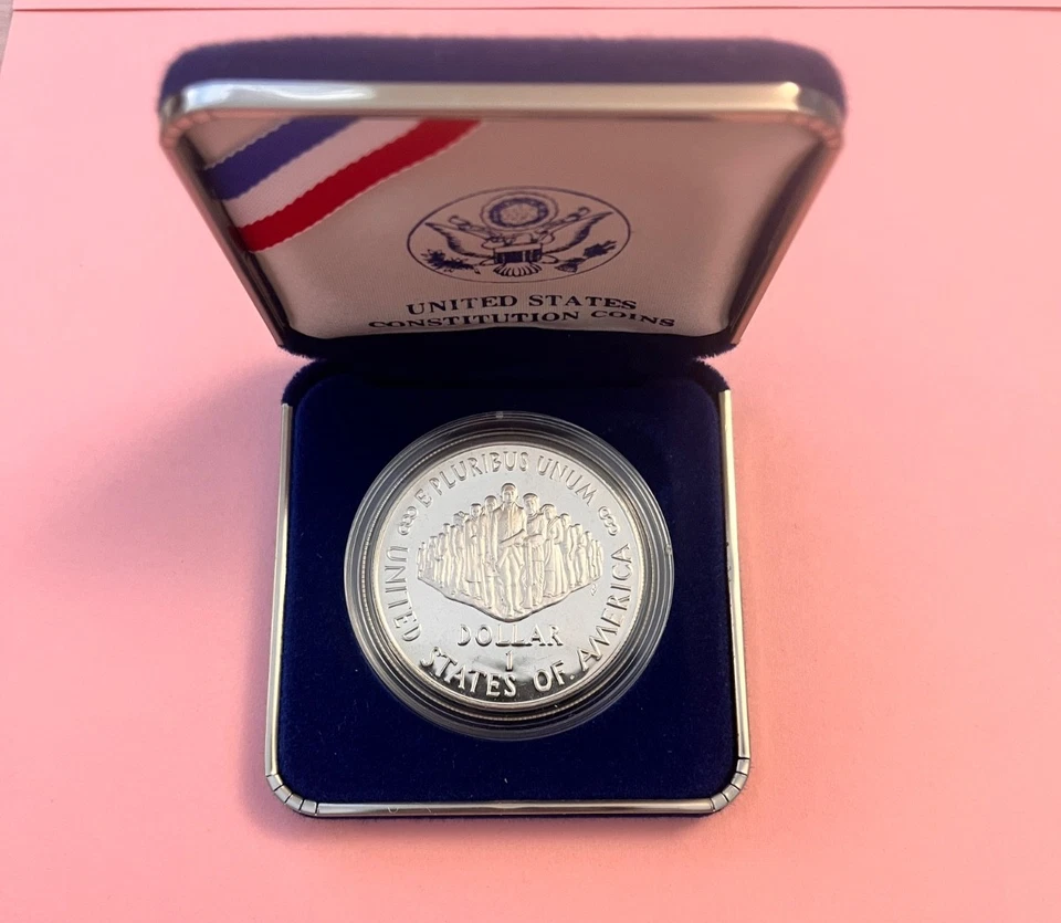 🔥 1987 S Constitution Bicentennial Silver Dollar Proof With Box Untouched 🔥 - Image 2 of 4