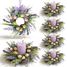 Pcs Small Candle Rings Wreaths Mini Pillar Candle Holder Wreath with 6 Easter