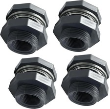 4pcs NPT3/4 PVC Bulkhead Fitting, 3/4 Inch | Plastic Water Tank Connector, Threa