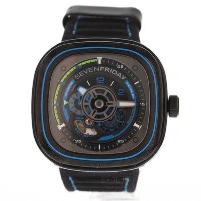 SEVENFRIDAY P-Series Beach Club 47mm Black Skeleton Dial Automatic Men's Watch