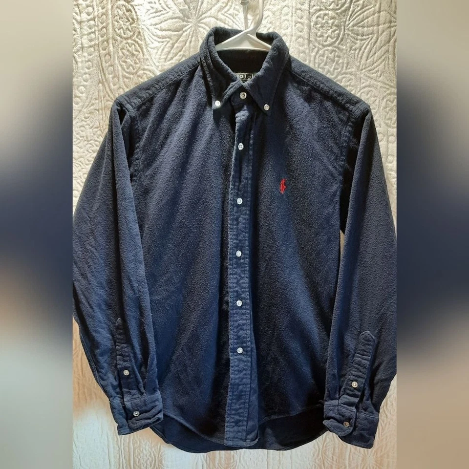 Polo Ralph Lauren Shirt Boys 16 Blue Flannel Preppy Classic Casual Travel - Image 2 of 4