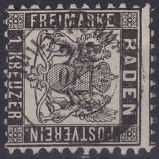 Altdeutschland Baden 1 Kreuzer Mi.Nr. 17 zentrisch gestempelt Philippsburg 1864