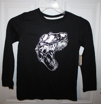 (B-K) Highland Originals  Black Long Sleeve T-Shirt w/Silver Dinosaur Head-Sz 7