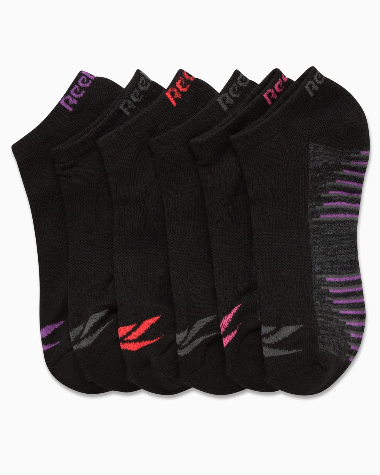 Reebok Womens Low Cut Socks - 6 Pack Performance Cushion 4-10, Black Fade  thumbnail 5