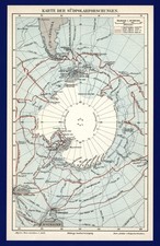Map South Pole anno 1897 - Antarctic Expeditions Routes - Cape Horn Ross Cook