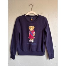 Polo Ralph Lauren Preppy Girl Polo Bear Navy Blue Sweatshirt Size Large 12-14