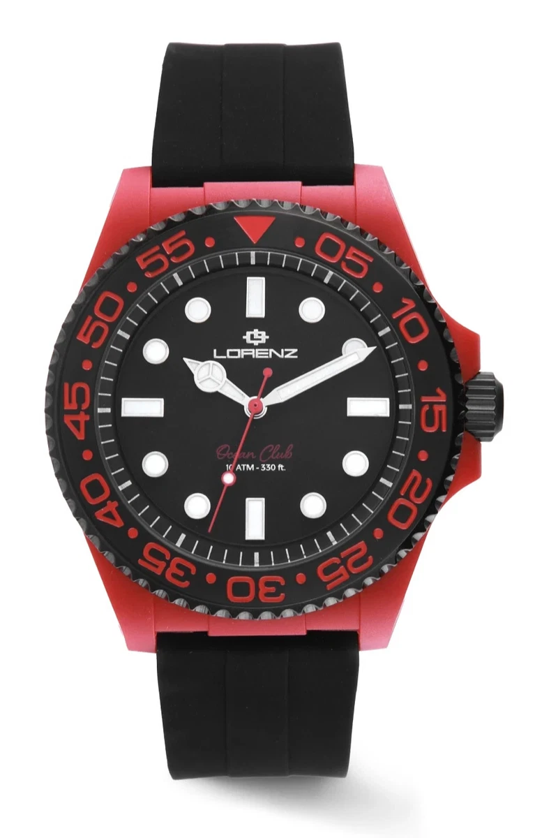 Gosasa Orologio Uomo Con Strass E Cinturino In Gomma – Quadrante Grande Rosso/Argento, Lusso Sportivo