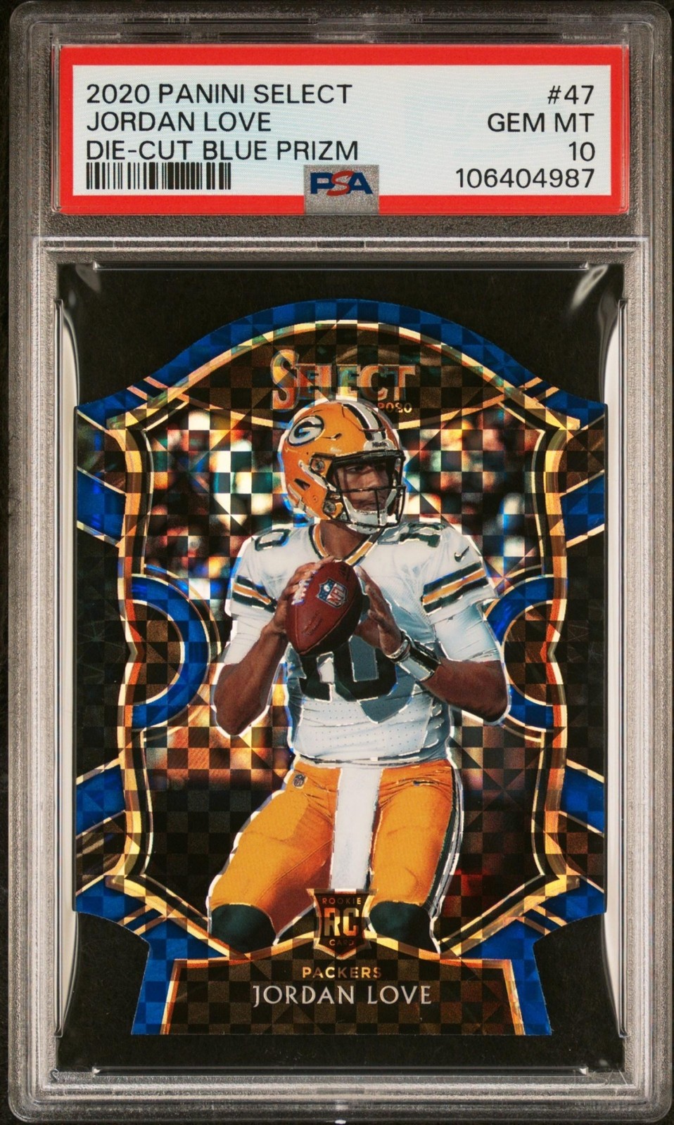 2020 Select Football Jordan Love #47 Rookie Concourse Blue Die Cut PSA 10