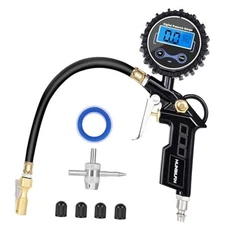 Tire Pressure Gauge with Inflator, 250 PSI Air Chuck and Compressor Accessory, 