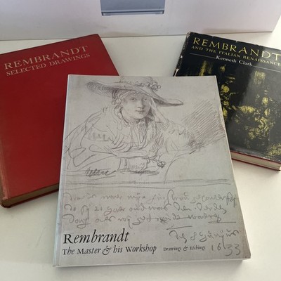3 x Rembrandt books : His Workshop, Selected Drawings & Italian Renaissance 