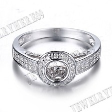 Fine Jewelry Semi Mount Round 5mm Real Diamond Ring Setting Solid 10k White Gold