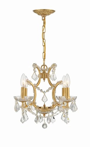Filmore 17 1/2" Wide Antique Gold Crystal 4-Light Chandelier - Picture 5 of 9