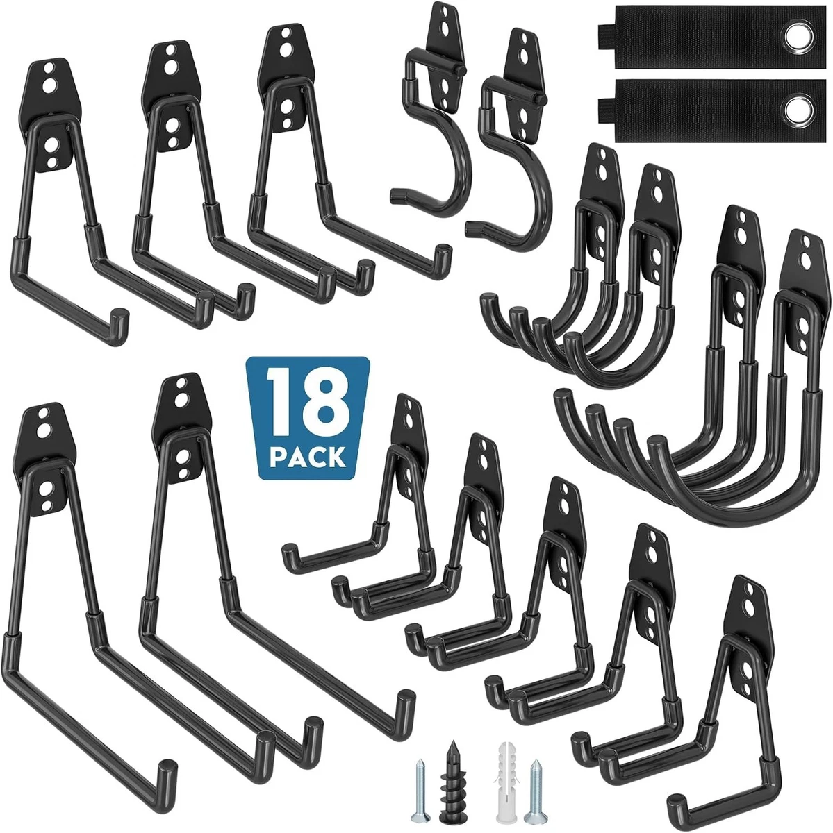 18 Pack Orange Garage Storage Hooks Heavy Duty U J and S 3 Designs