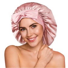 100 22 Momme Mulberry Silk Bonnet for Sleeping Women - Larger Double Layer S...