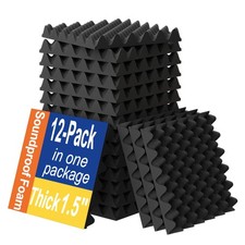 12 Pack 1.5"X12"X12" Sound Proofing Egg Crate Foam No Adhesive-12