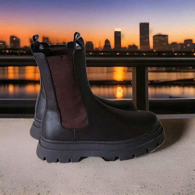 Bershka Hvy Step Size 44 Chunky Chelsea Track Soles Mens Boots Dk Brown  BNIB ⭐ UK