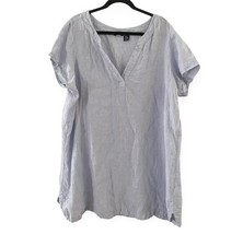 Tahari linen Chambray Blue short sleeve tunic trapeze beach dress 2X plus blue 