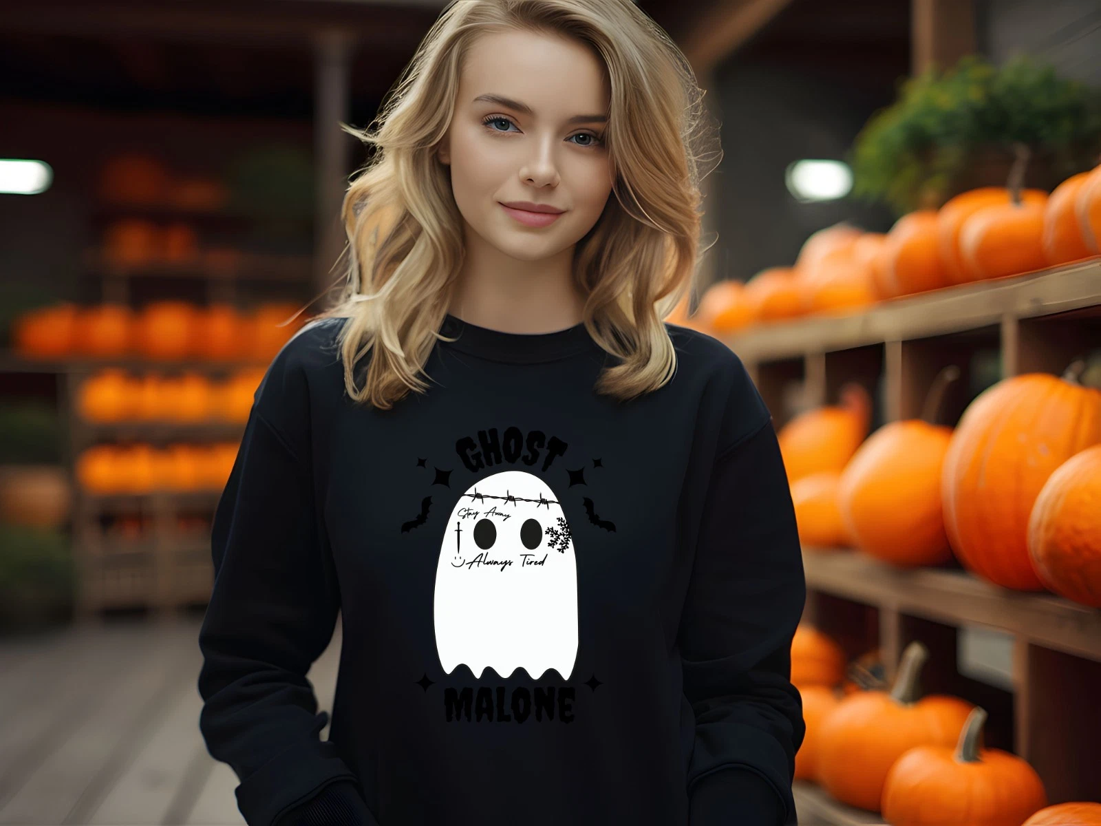 Ghost Malone Sweatshirt Funny Halloween Spooky Season Graphic Gift