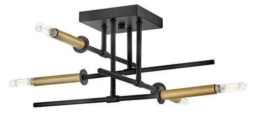 Lark 83073 Hux 4 Light 20"W Semi-Flush Ceiling Fixture - Black - Picture 1 of 5