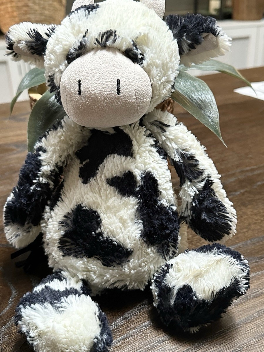 Plush Toy Jellycat Bashful Cow Retired Jellycat Bashful Calf Medium 12" Plush Cow Black White Stuffed Toy 