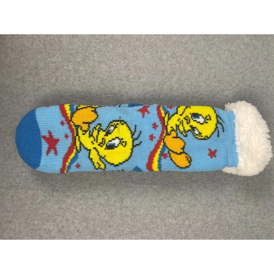 WB Tweety Bird Sherpa Lined Soft Non-Slip Women's Teal Slipper Socks - One Size - Изображение 2 из 4