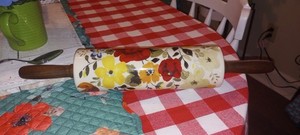 Pioneer Woman Wood Rolling Pin Floral & Garden Pattern Autumn Harvest 18 in