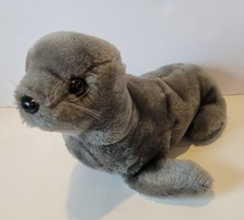 Dakin 1976 Gray Seal Sea Lion Ground Nut Filling Plush Stuffed Animal 9" Vtg Toy