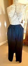Vintage GIORGIO ARMANI Sz 44 Blk High Waist Trousers Front Flat Pockets and Zip
