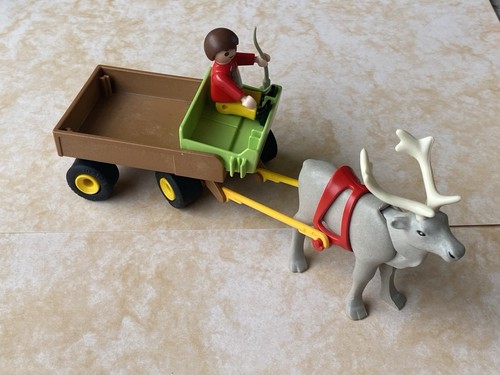 Playmobil Junge mit kleiner Kutsche & Rentier Bauernhof Weihnachten