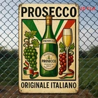 2D Flat, 1pc Vintage Italian Prosecco Tin Metal Signs Wall Art - Retro Tuscan Ba