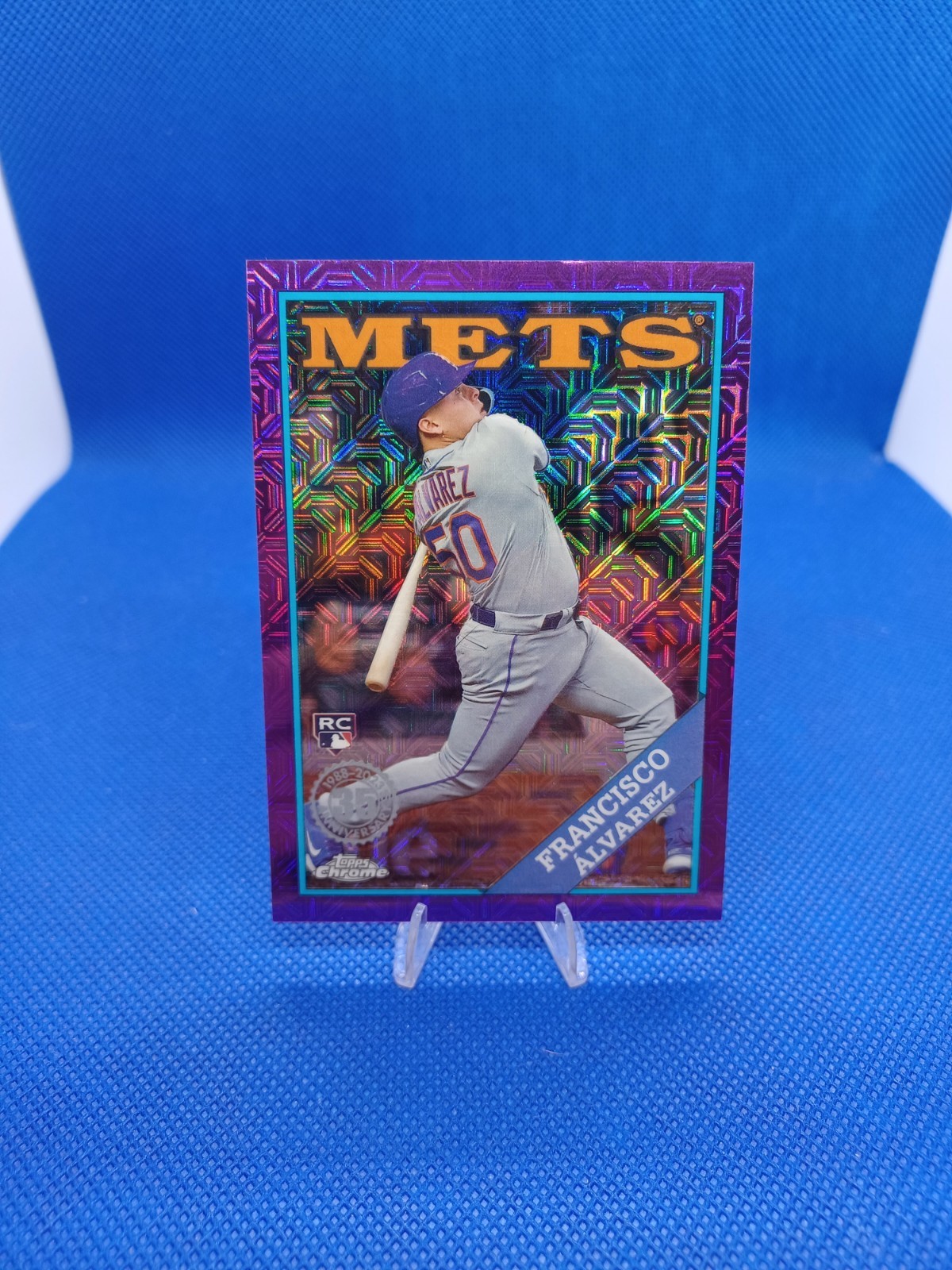 2023 Topps Chrome Francisco Alvarez #48 Silver Pack Rookie Purple /75 Mets