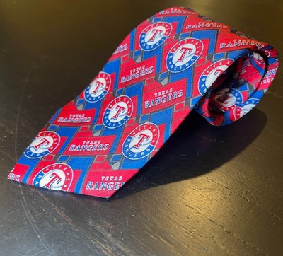 Texas Rangers Logo MLB Silk Neck Tie - Eagle Neckwear - Red & Blue Mens Baseball