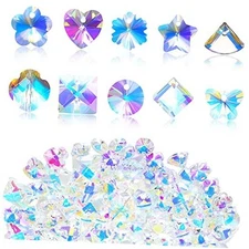 120 Pieces AB Crystal Beads Charms Butterfly Heart Snowflake Crystal Beads 