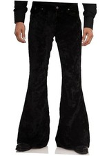 Mens Bell Bottom Velvet Pants 60s 70s Disco Outfits for Men Medium Black