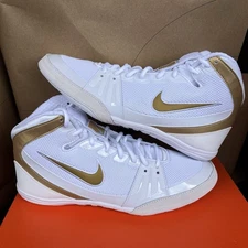 NEW Nike Freek Wrestling Shoes White/Metallic Gold 316403-100 Men Size 12