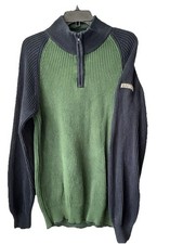 Nautica Half-Zip Sweater, Ribbed Knit, Two-Tone Design Men s Size M