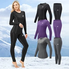 Women's Winter Soft Sleepwear Warm Underwear Set Indoor Base Layer Coldproof Ski