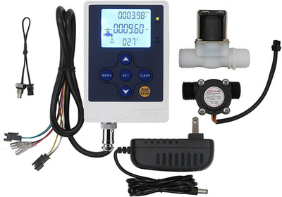 Water Flow Control LCD Display+1/2'' Flow Sensor Meter+1/2'' Solenoid Valve+12V Po