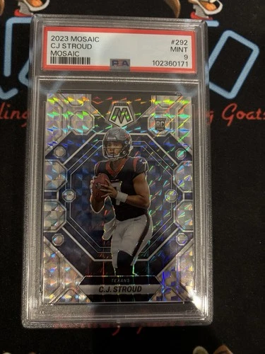 2023 Panini Mosaic #292 C.J. Stroud Rookie RC Silver Mosaic Prizm PSA 9