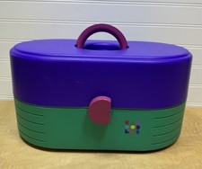 CABOODLES 2640 Vintage 90s 3 Tier Travel Hard Case Makeup Mirror Purple Teal